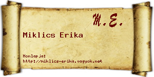 Miklics Erika névjegykártya